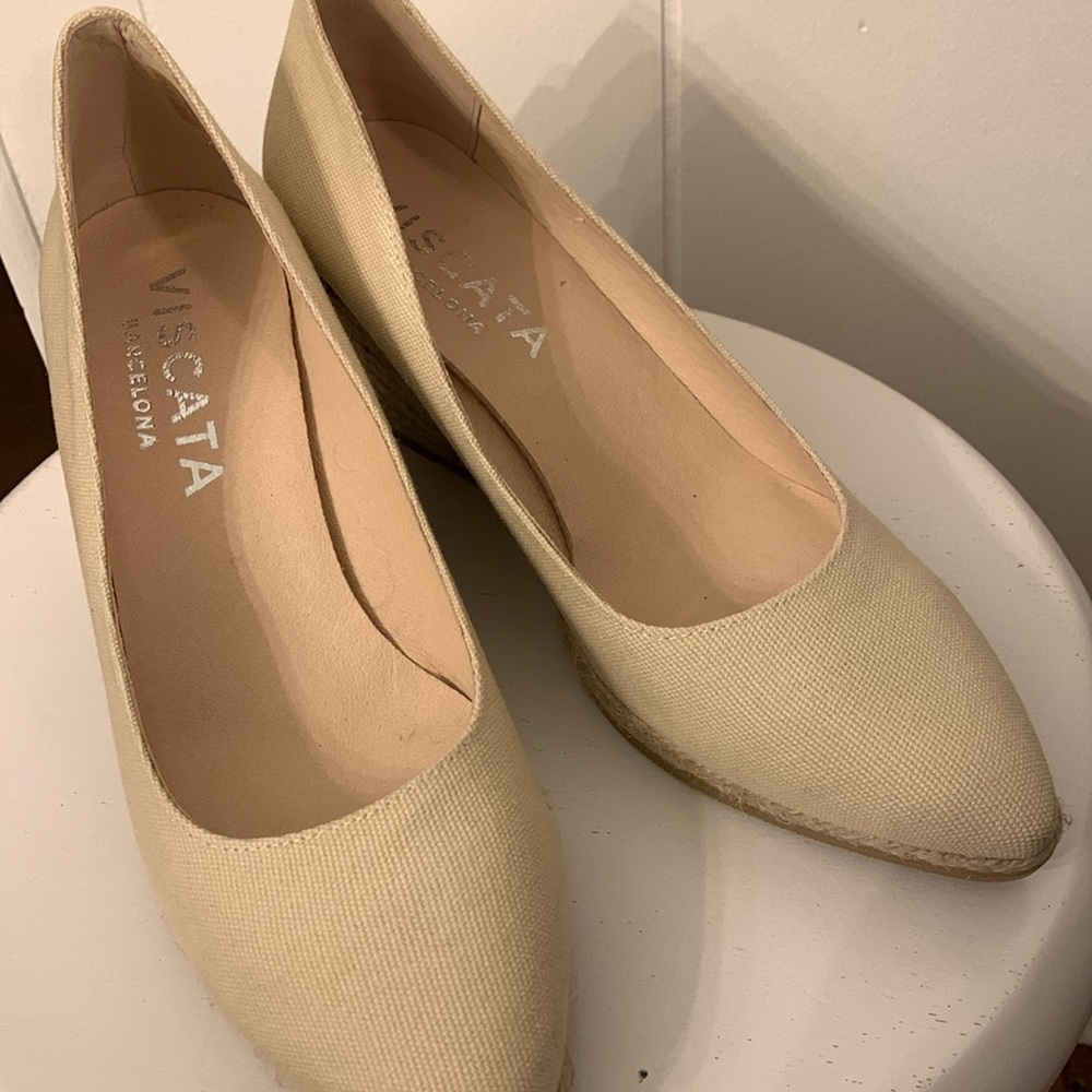 Viscata Barcelona Espadrille Canvas Wedge Size 39 Natural color
